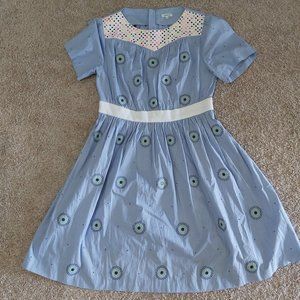 MANOUSH Embroidered Floral Stud Collar Dress - Sz 42/US 10
